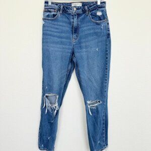 Abercrombie Women's Curve Love Jeans Mom High Rise Medium Wash Distress Sz 28